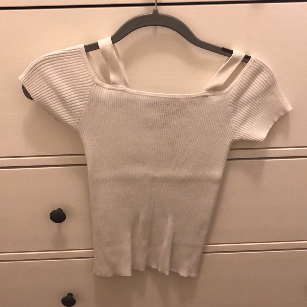 White shirt sleeve sweater